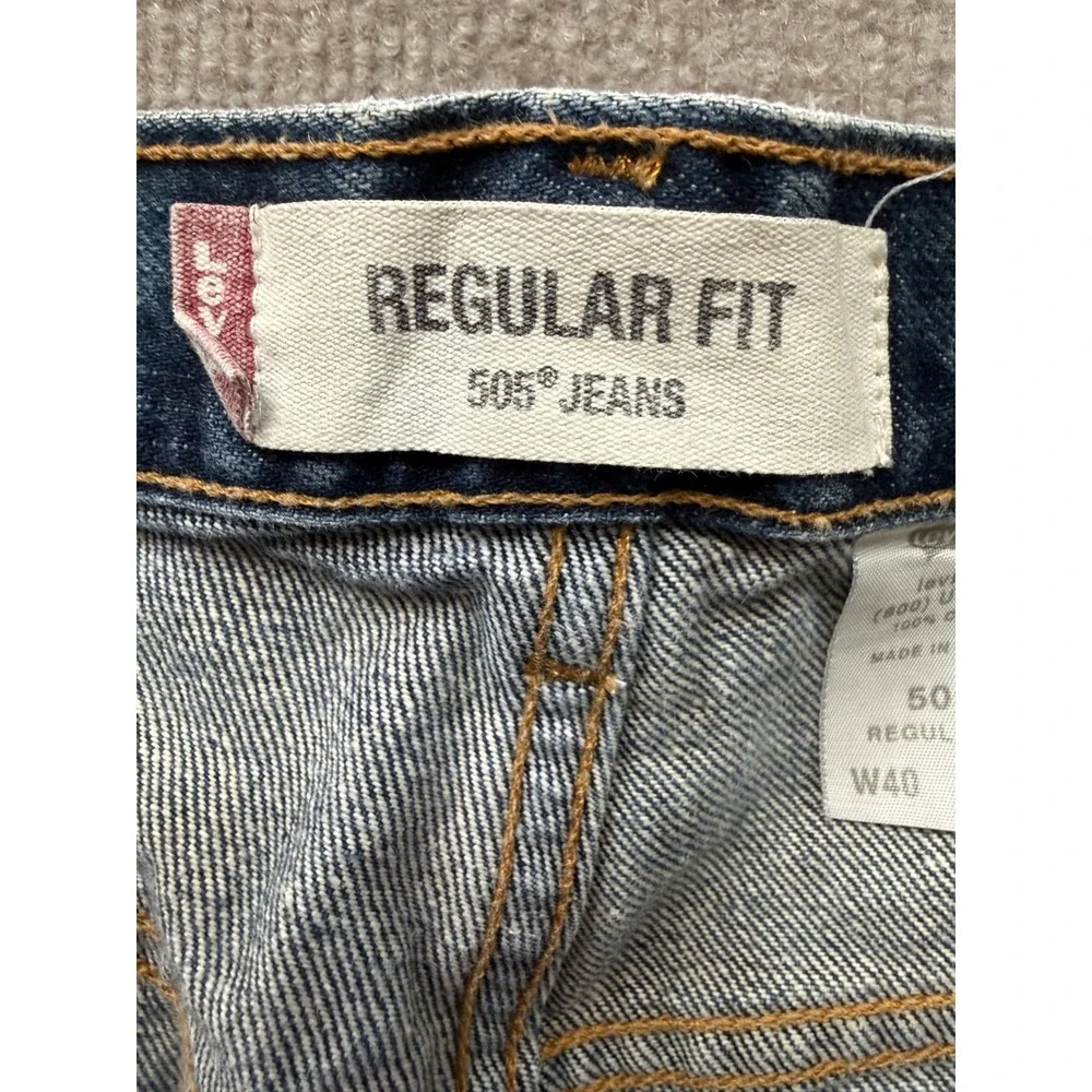 Levis 505 Jeans Mens 40x30 Blue Vintage Fade Distressed Regular‎ Fit